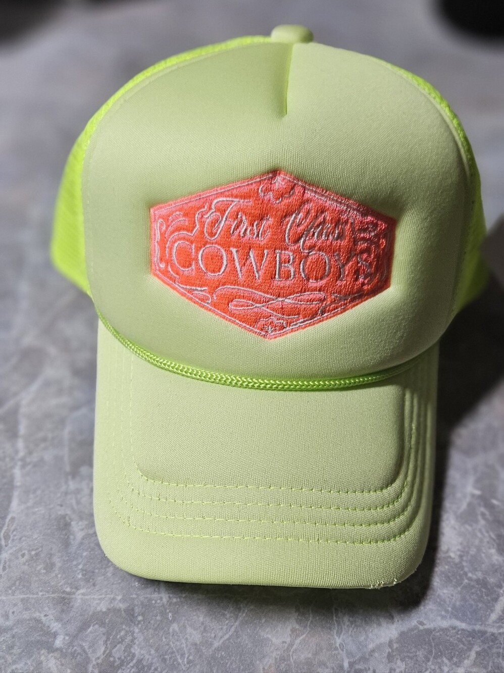 First Class Cowboys Trucker Hat Lime Green NWTgreen